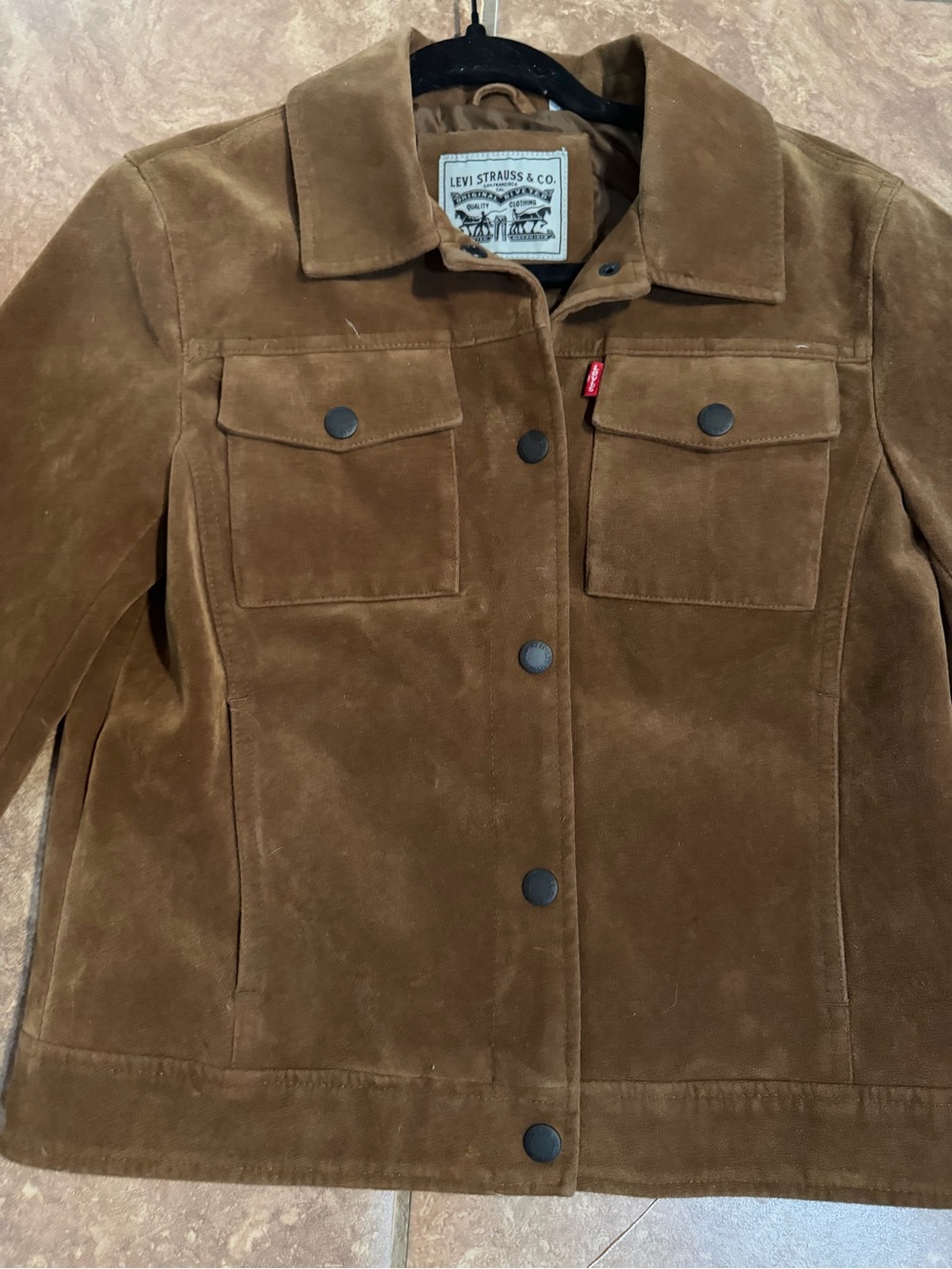 Levi's Women's Brown Suede Trucker Jacket - Classic Pocket Front